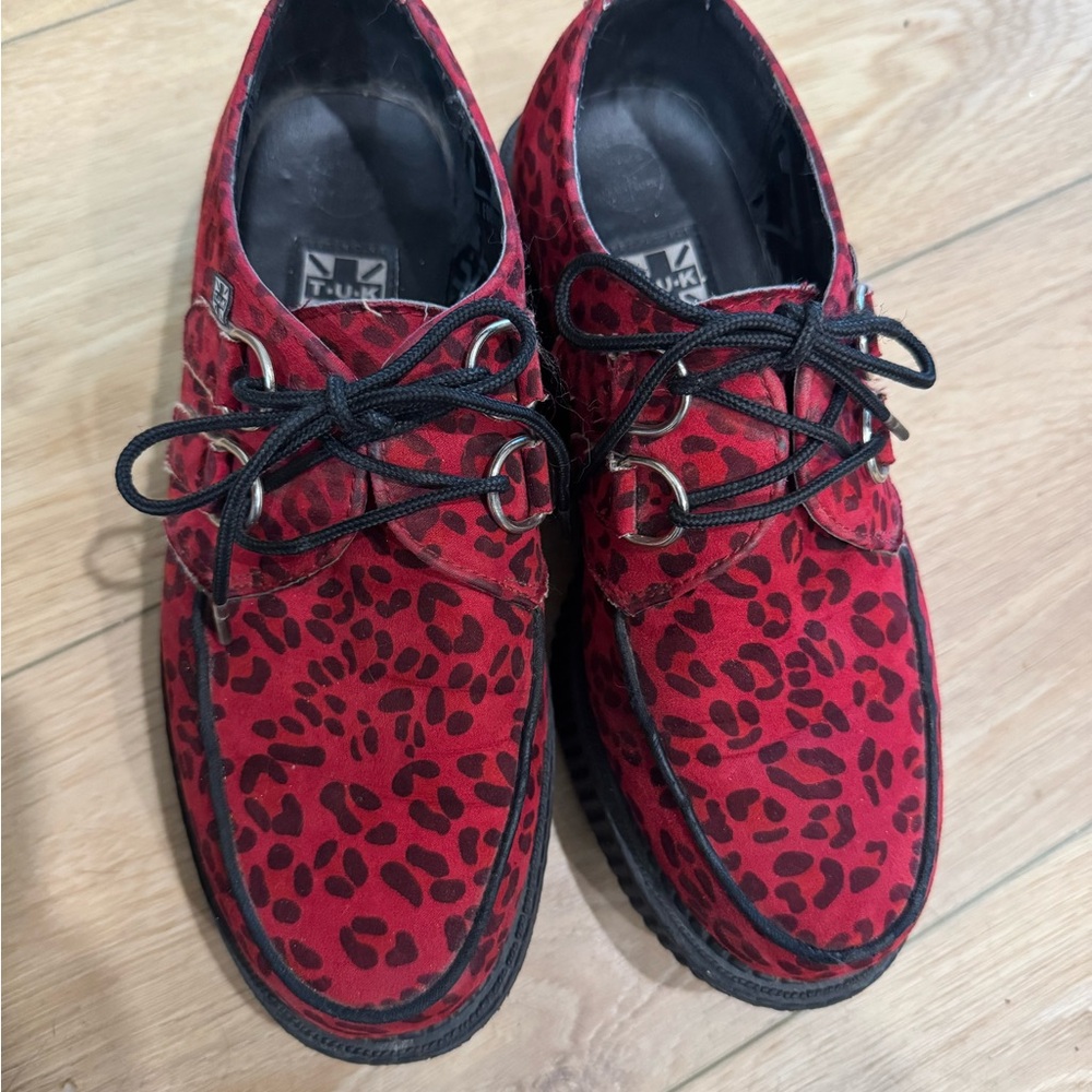 T.U.K Red and Black Leopard Creepers